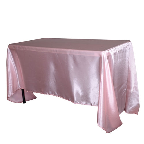 Light Pink 90 Inch x 156 Inch Rectangular Satin Tablecloths BBCrafts.com