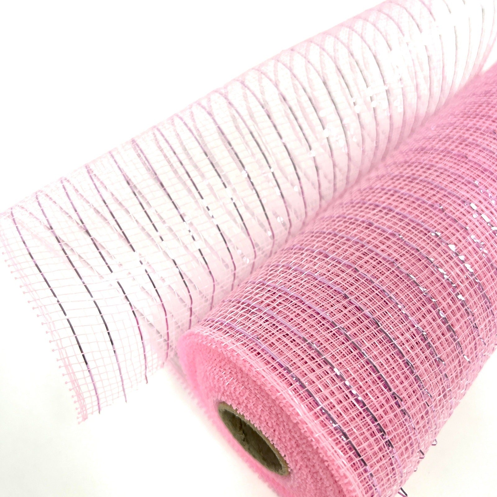 Deco Mesh Wraps Deco Mesh Wrap Metallic Stripes Light Pink Line ( 10 Inch x 10 Yards ...
