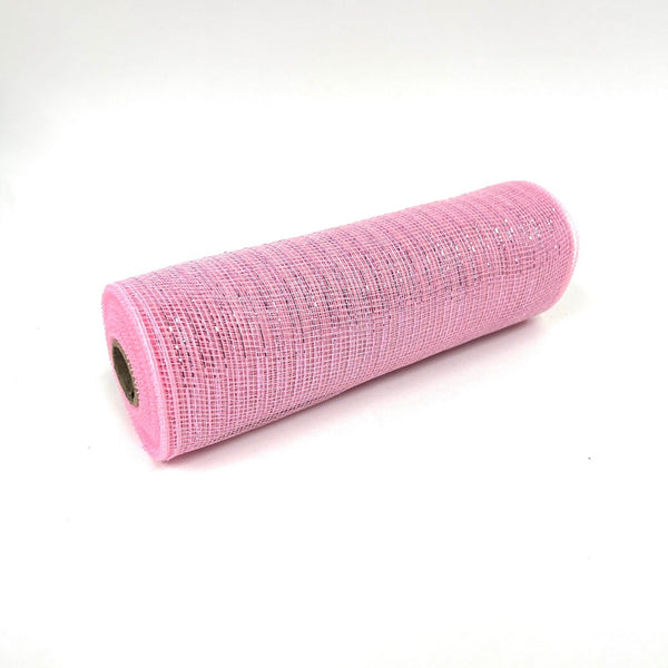 Light Pink - Deco Mesh Wrap Metallic Stripes - ( 10 Inch x 10 Yards ) BBCrafts.com