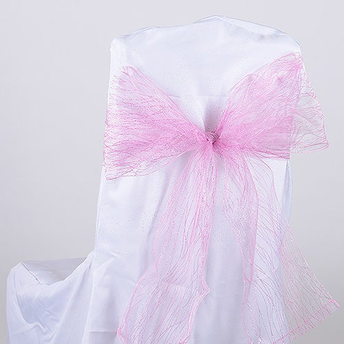 Light Pink - Glitter Organza Chair Sash - ( Pack of 10 Pieces - 8 inches x 108 inches ) BBCrafts.com