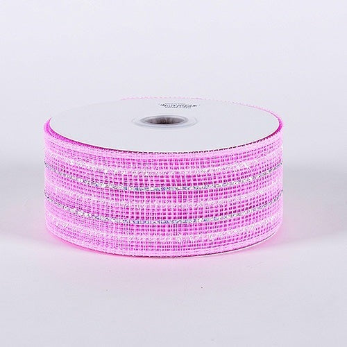 Light Pink - Laser Metallic Mesh Ribbon - ( 4 Inch x 25 Yards ) BBCrafts.com