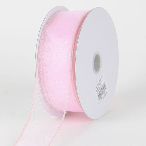 Light Pink - Organza Ribbon Thick Wire Edge 25 Yards - ( 7/8 Inch | 10 Yards ) BBCrafts.com
