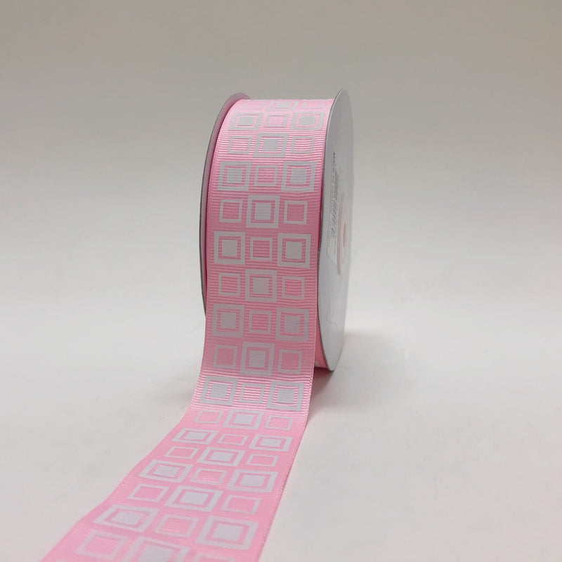 Light Pink - Square Design Grosgrain Ribbon ( 1 - 1/2 Inch | 25 Yards ) BBCrafts.com