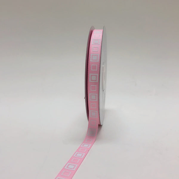 Light Pink - Square Design Grosgrain Ribbon ( 3/8 Inch | 25 Yards ) BBCrafts.com