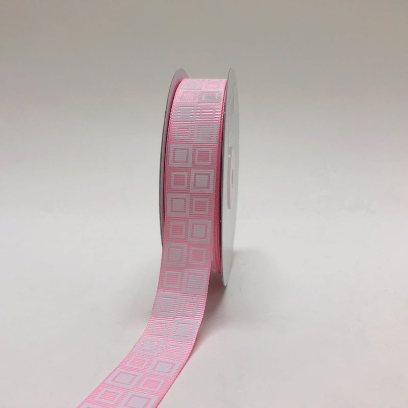 Light Pink - Square Design Grosgrain Ribbon ( 7/8 Inch | 25 Yards ) BBCrafts.com