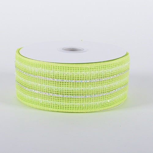 Lime - Laser Metallic Mesh Ribbon - ( 2 - 1/2 Inch x 25 Yards ) BBCrafts.com