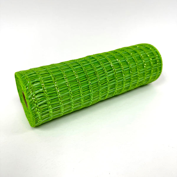 Lime Metallic Wide Weave Deco Mesh - 10 Inch x 10 Yards BBCrafts.com