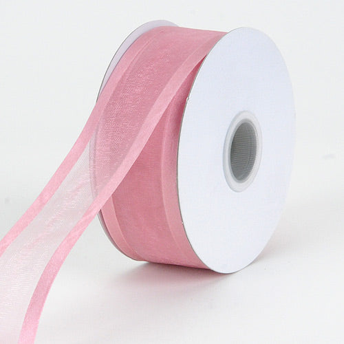 Mauve - Organza Ribbon Two Striped Satin Edge - ( 7/8 Inch | 25 Yards ) BBCrafts.com