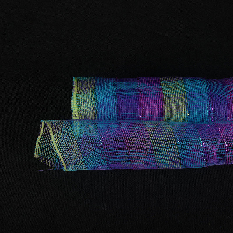 Mermaid - Poly Deco Mesh Wrap with Laser Mono Stripe - ( 10 Inch x 10 Yards ) BBCrafts.com