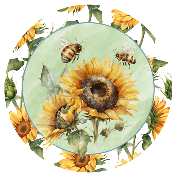 Metal Sign: BEES & SUNFLOWERS - Wreath Accents - Made In USA BBCrafts.com