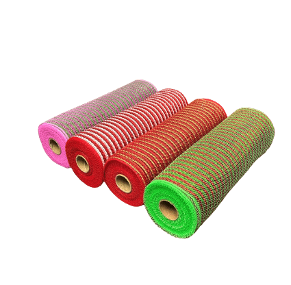 BBCrafts Holiday Metallic Mesh Set - Pack of 4 Rolls ( 10 inch x 10 Yards ) Each