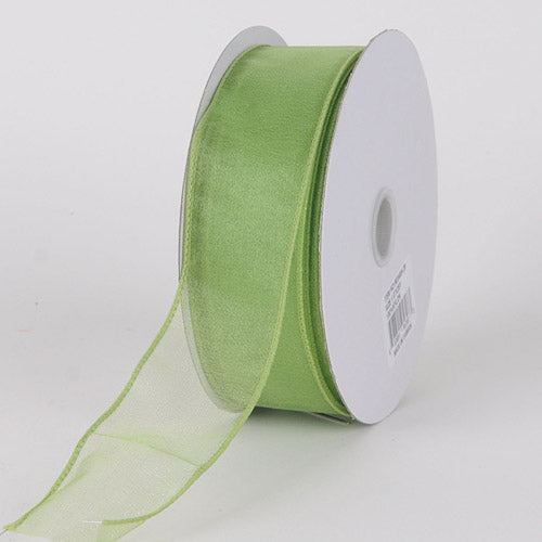 Moss - Organza Ribbon Thick Wire Edge 25 Yards - ( 2 - 1/2 Inch | 25 Yards ) BBCrafts.com