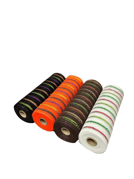 Multi Stripe Mix Mesh Set - Pack of 4 Rolls ( 10 Inch x 10 Yards ) Each BBCrafts.com