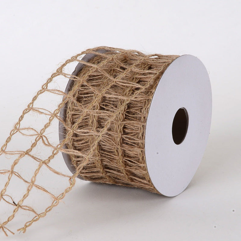Natural - Burlap Net Ribbon - ( W: 2 - 1/2 Inch | L: 10 Yards ) BBCrafts.com