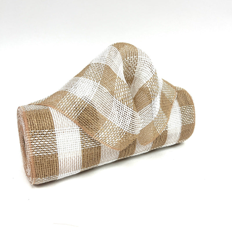 Natural White Check Burlap Mesh ( 10 Inch x 10 Yards ) BBCrafts.com