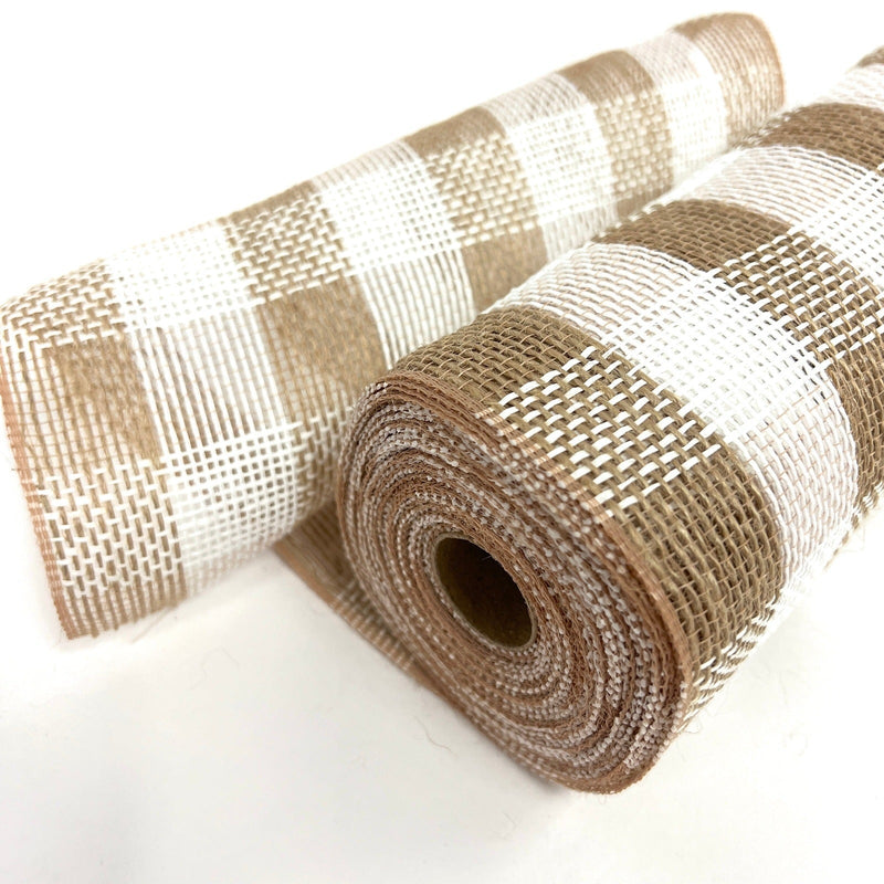 Natural White Check Burlap Mesh ( 10 Inch x 10 Yards ) BBCrafts.com