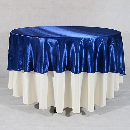 Navy - 90 Inch Satin Round Tablecloths BBCrafts.com