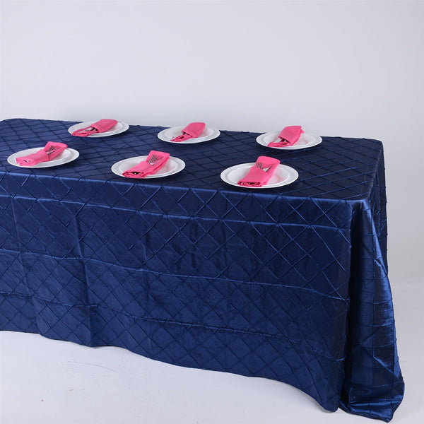 Navy - 90 Inch x 156 Inch - Pintuck Satin Tablecloth BBCrafts.com