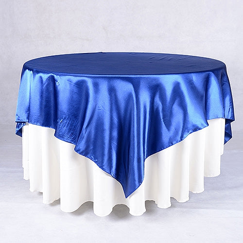 Navy - 90 x 90 Satin Table Overlays - ( 90 Inch x 90 Inch ) BBCrafts.com