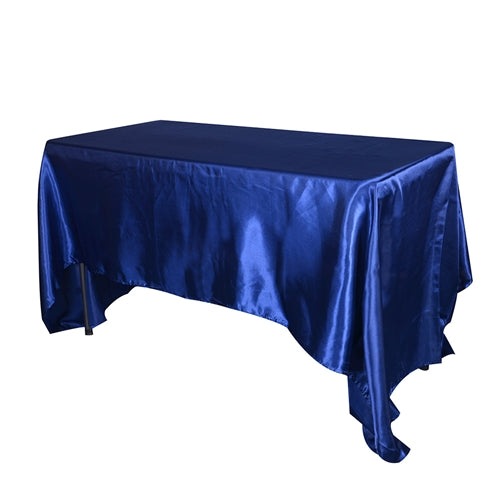 Navy Blue 60 Inch x 102 Inch Rectangular Satin Tablecloths BBCrafts.com