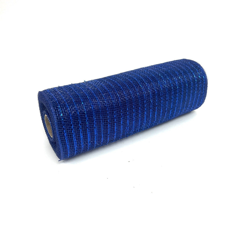 Navy Blue - Deco Mesh Wrap Metallic Stripes - ( 10 Inch x 10 Yards ) BBCrafts.com