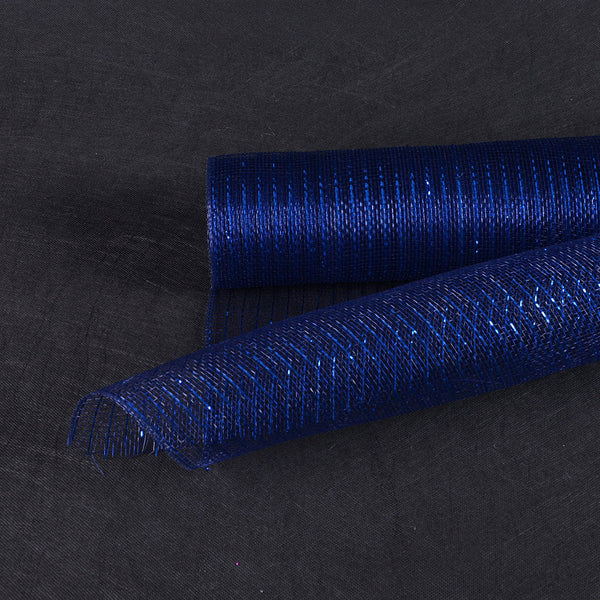 Navy Blue - Deco Mesh Wrap Metallic Stripes - ( 21 Inch x 10 Yards ) BBCrafts.com