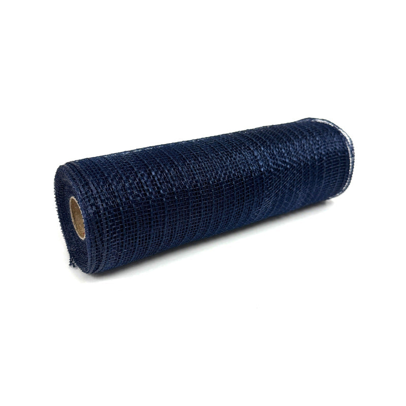 Navy Blue Deco Mesh with Burlap Stripes - 10 Inch x 10 Yards BBCrafts.com