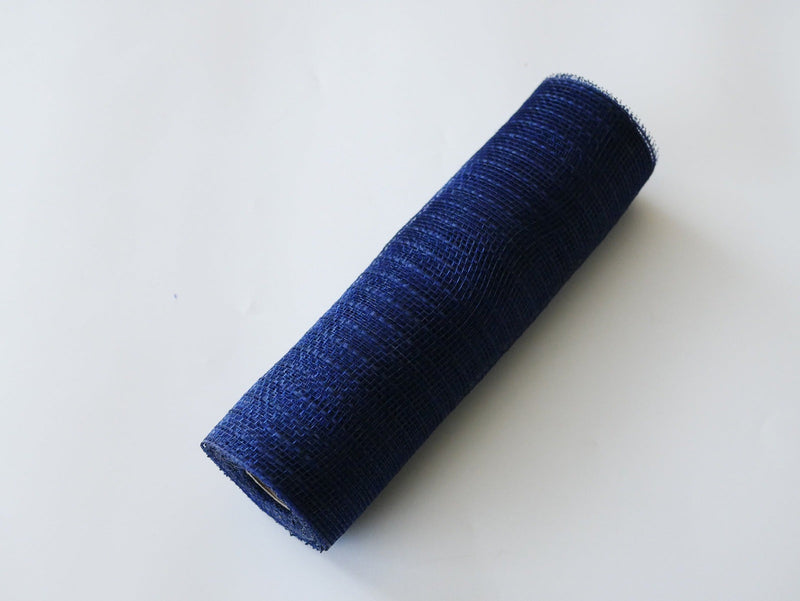 Navy Blue Deco Mesh with Burlap Stripes - 10 Inch x 10 Yards BBCrafts.com