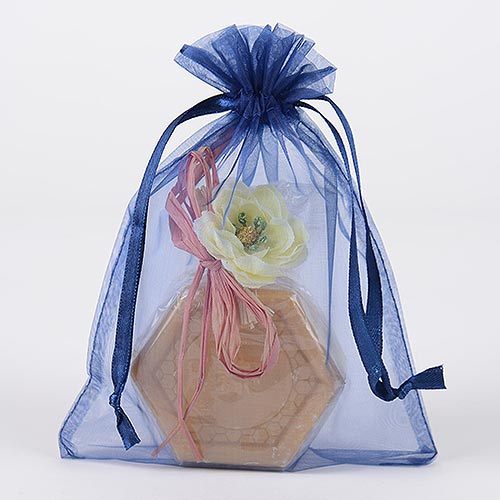 Navy Blue  - Organza Bags - ( 4 x 5 Inch - 10 Bags ) BBCrafts.com