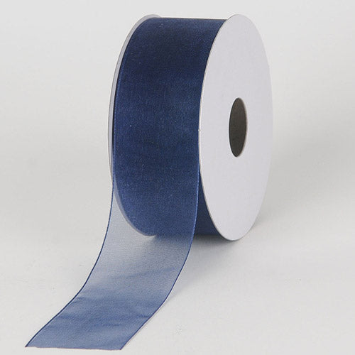 Navy - Sheer Organza Ribbon - ( 5/8 Inch | 25 Yards ) BBCrafts.com