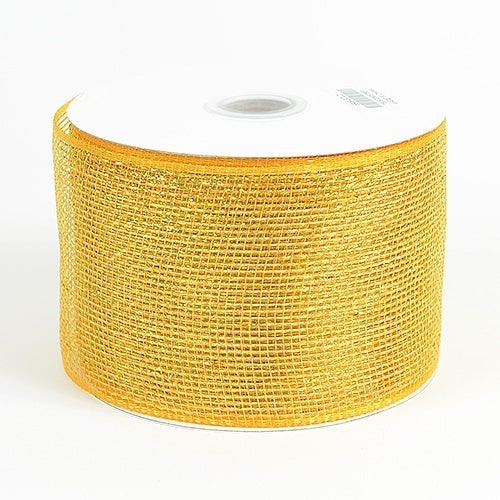 Old Gold - Metallic Deco Mesh Ribbons - ( 4 Inch x 25 Yards ) BBCrafts.com