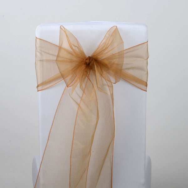 Old Gold - Organza Chair Sash - ( Pack of 10 Piece - 8 inches x 108 inches ) BBCrafts.com