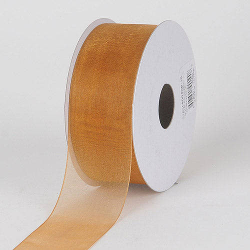 Old Gold - Sheer Organza Ribbon - ( 7/8 Inch | 25 Yards ) BBCrafts.com