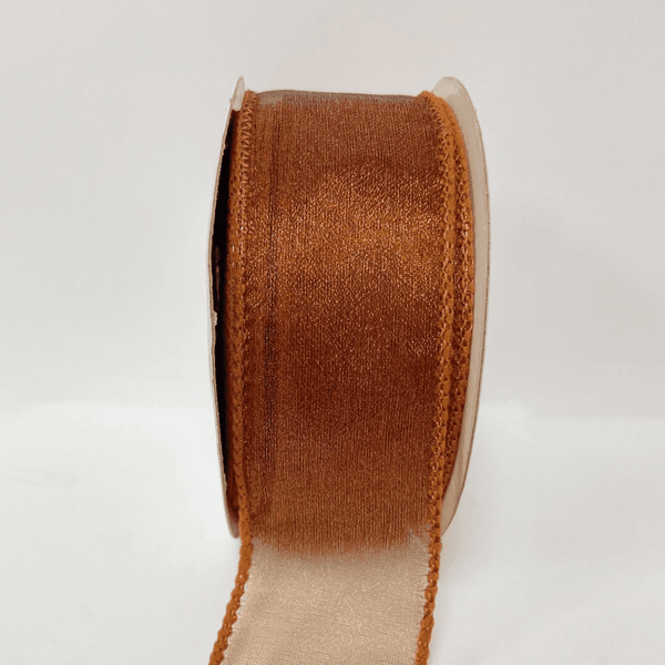 Old Gold Two Tone - Organza Ribbon Thick Wire Edge 25 Yards - ( W: 1 - 1/2 Inch | L: 10 Yards ) BBCrafts.com