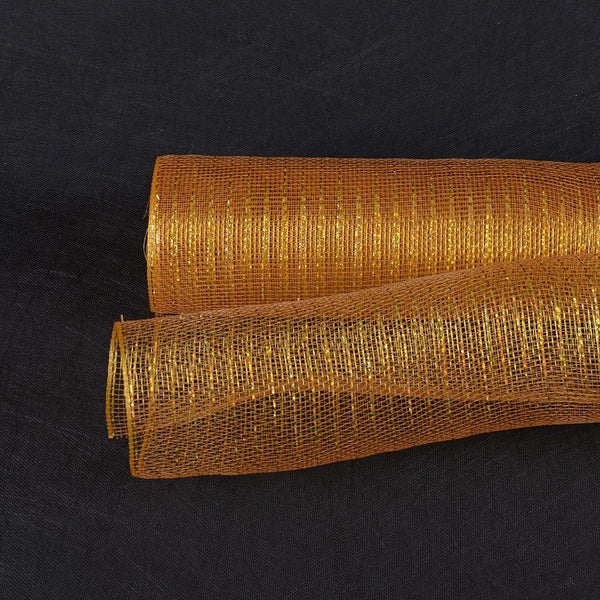 Old Gold with Gold Line - Deco Mesh Wrap Metallic Stripes - ( 21 Inch x 10 Yards ) BBCrafts.com