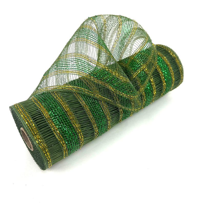 Old Willow - Deco Mesh Eyelash Metallic Stripes - (10 Inch x 10 Yards) BBCrafts.com