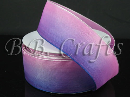 Ombre Ribbon Wired Edge Dark Purple Pink ( W: 1 - 1/2 Inch | L: 25 Yards ) BBCrafts.com
