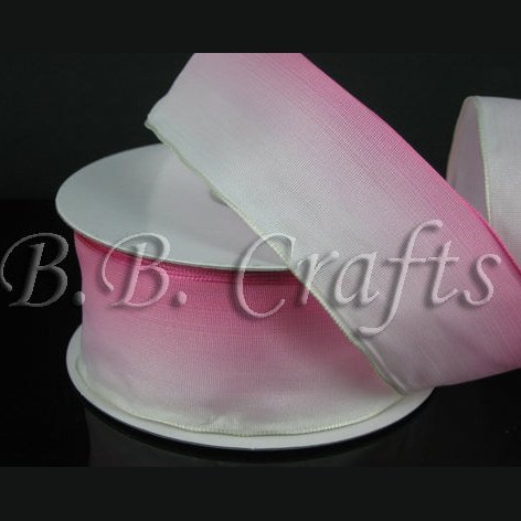 Ombre Ribbon Wired Edge Pink White ( W: 1 - 1/2 Inch | L: 25 Yards ) BBCrafts.com