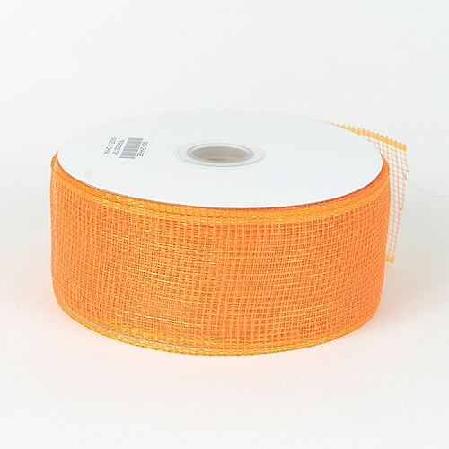 Orange - Floral Mesh Ribbon - ( 2 - 1/2 Inch x 25 Yards ) BBCrafts.com