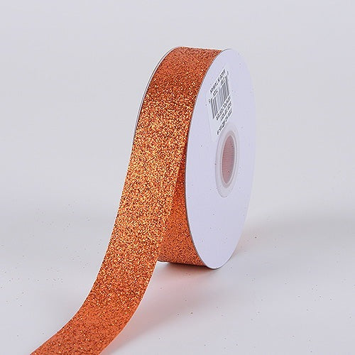Orange - Metallic Glitter Ribbon - ( 5/8 Inch 25 Yards ) BBCrafts.com