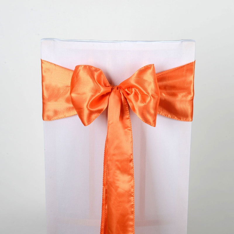 Orange - Satin Chair Sash - ( Pack of 10 Piece - 6 inches x 106 inches ) BBCrafts.com