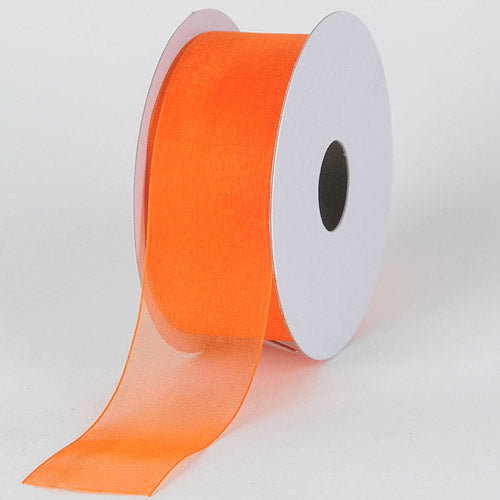 Orange - Sheer Organza Ribbon - ( 1 - 1/2 Inch | 25 Yards ) BBCrafts.com