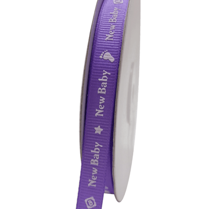 Orchid - New Baby - Grosgrain Ribbon Baby Design ( W: 3/8 Inch | L: 25 Yards ) BBCrafts.com