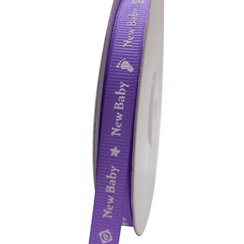 Orchid - New Baby - Grosgrain Ribbon Baby Design ( W: 3/8 Inch | L: 25 Yards ) BBCrafts.com