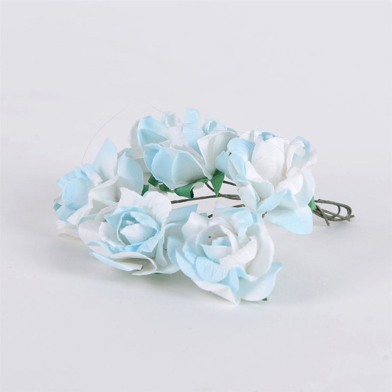 Paper Flowers- White w. Blue (6x12) BBCrafts.com