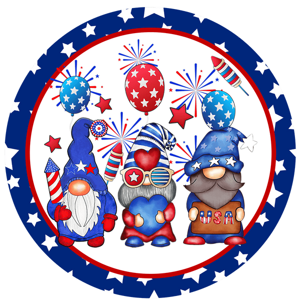 Patriotic Metal Sign: GNOME - Wreath Accent - Made In USA BBCrafts.com