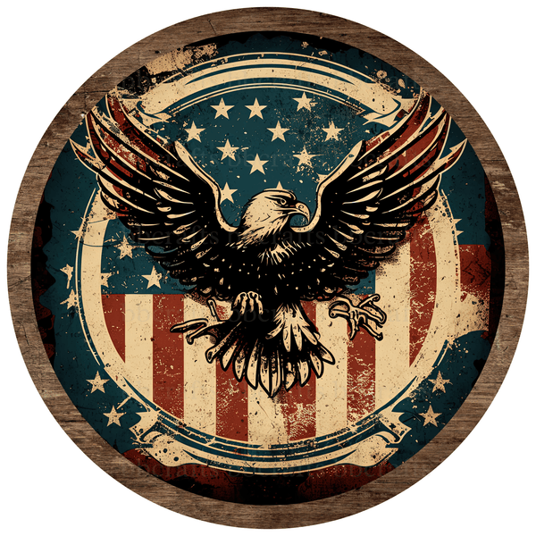 Patriotic Metal Sign: PRESIDENTIAL EAGLE - Wreath Accent - Made In USA BBCrafts.com