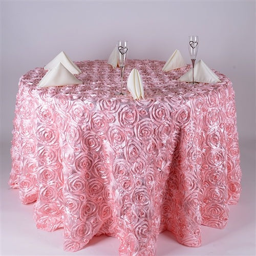 Pink 132 Inch Rosette Tablecloths BBCrafts.com