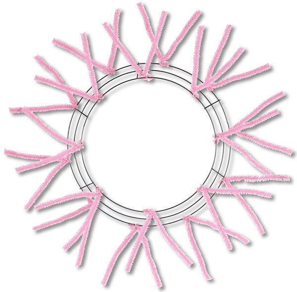 Pink - 15 Inch Wire, 25 Inch Oad - Pencil Work Wreath From X18 Ties BBCrafts.com