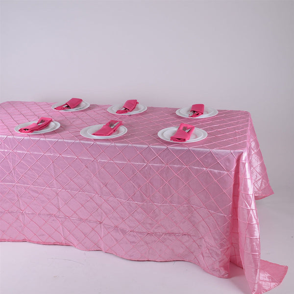 Pink - 90 Inch x 156 Inch - Pintuck Satin Tablecloth BBCrafts.com